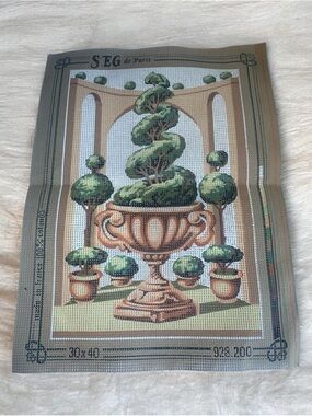 French SEG de Paris Unworked Needlepoint Tapestry Canvas French Country Garden